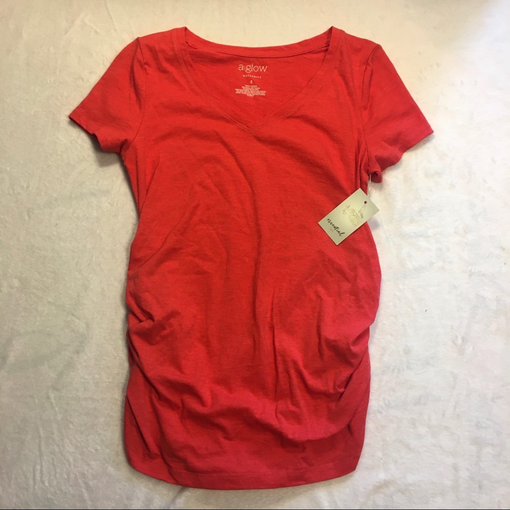 New Aglow Maternity Women’s Peach/Pink Cotton T‑Shirt